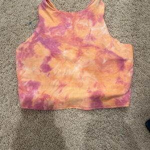 Tie dye Athleta high neck crop top